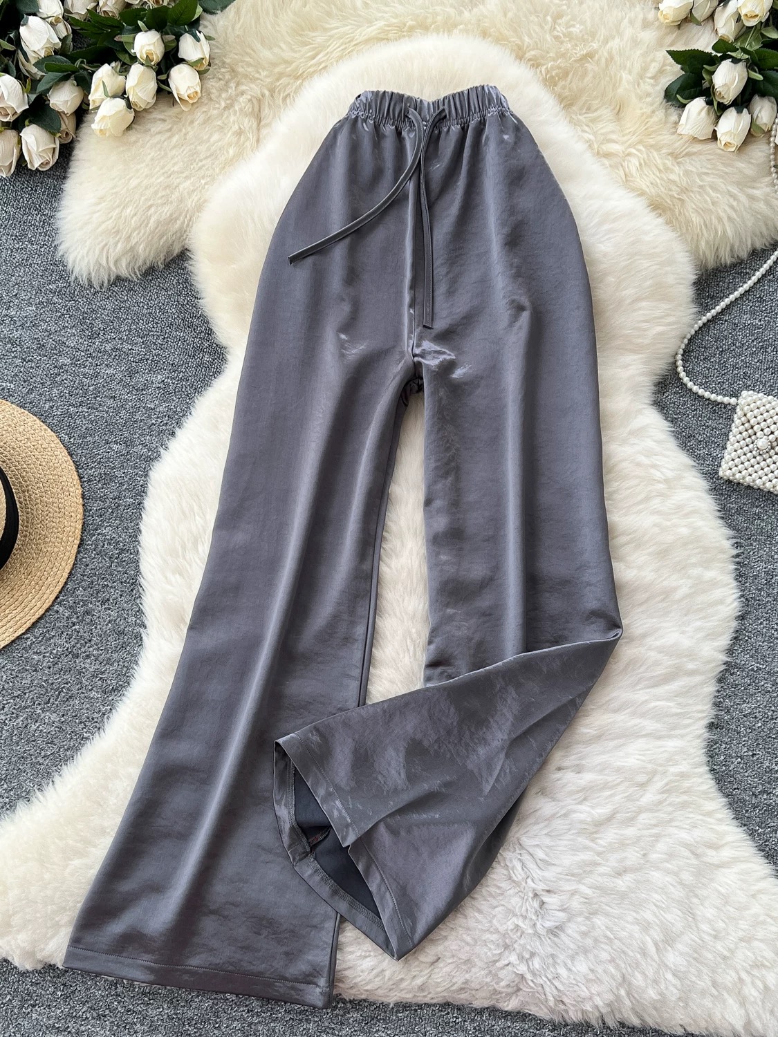 Here for the vibes satin pants CP34 images